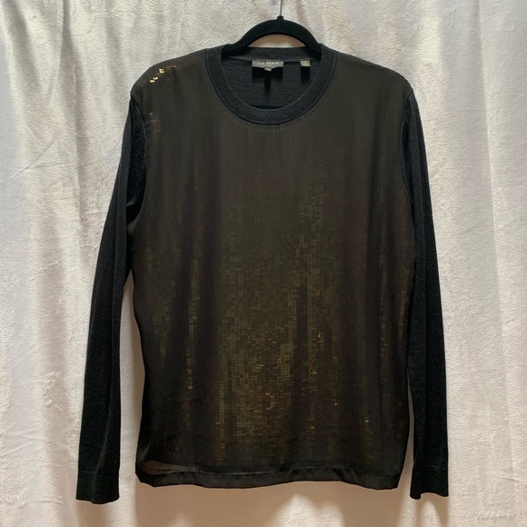 Ted Baker Tops - Ted Baker Black Gold Sequin Crew Neck Top 3
